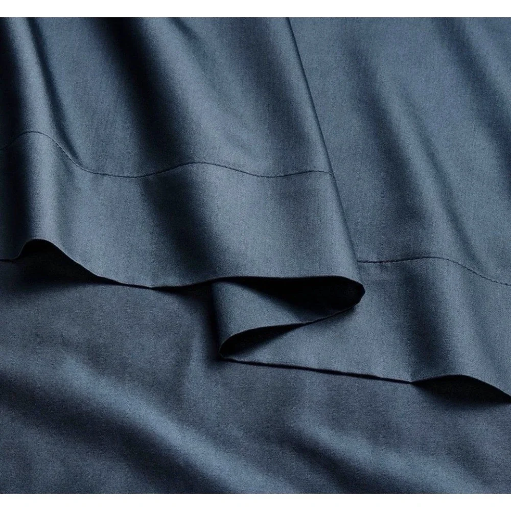 CASALUNA California King 600 Thread Count Sateen Sheet Set - Dark Mineral Blue
